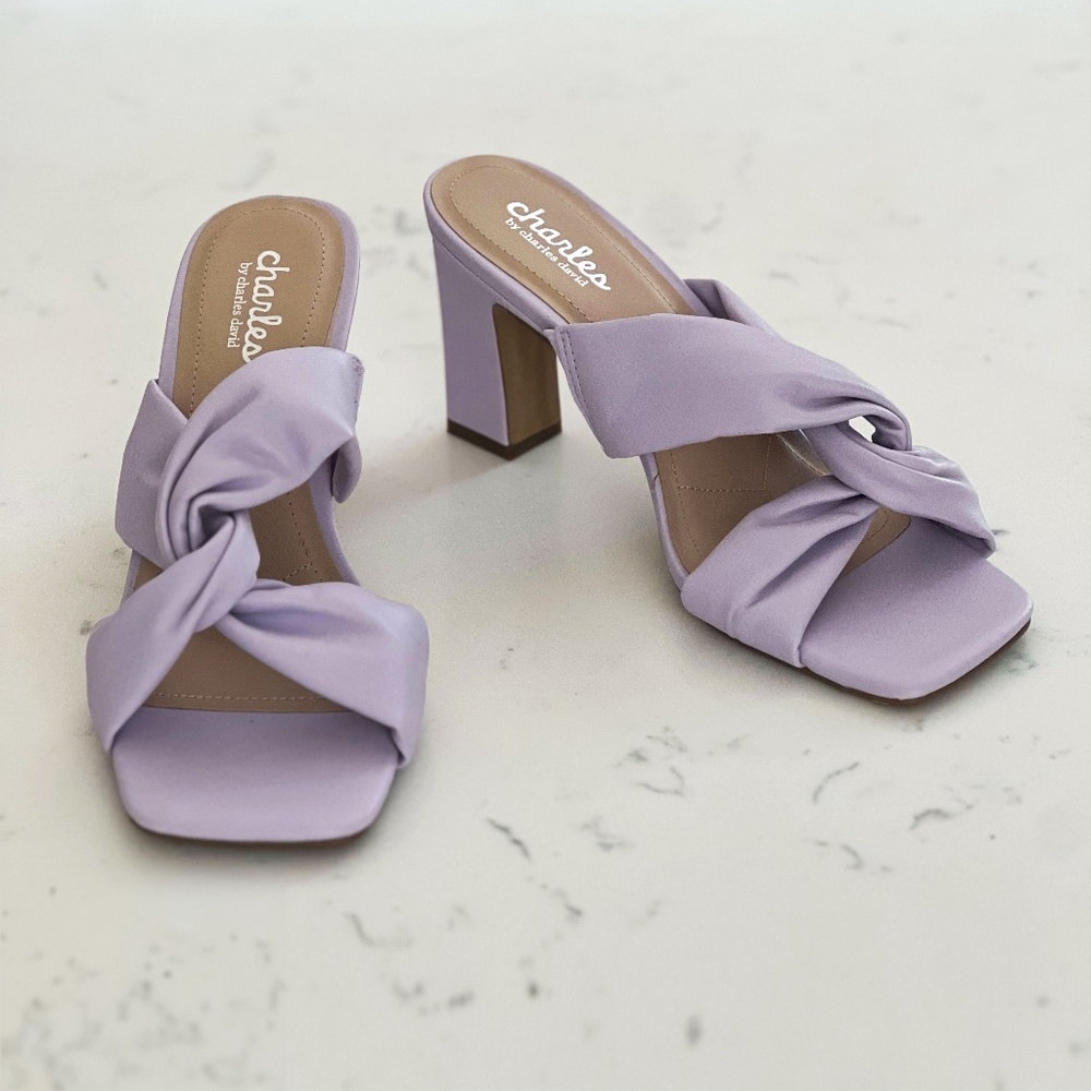 Charles by Charles David Purple Crossover Block-heel Sandals, Size 9